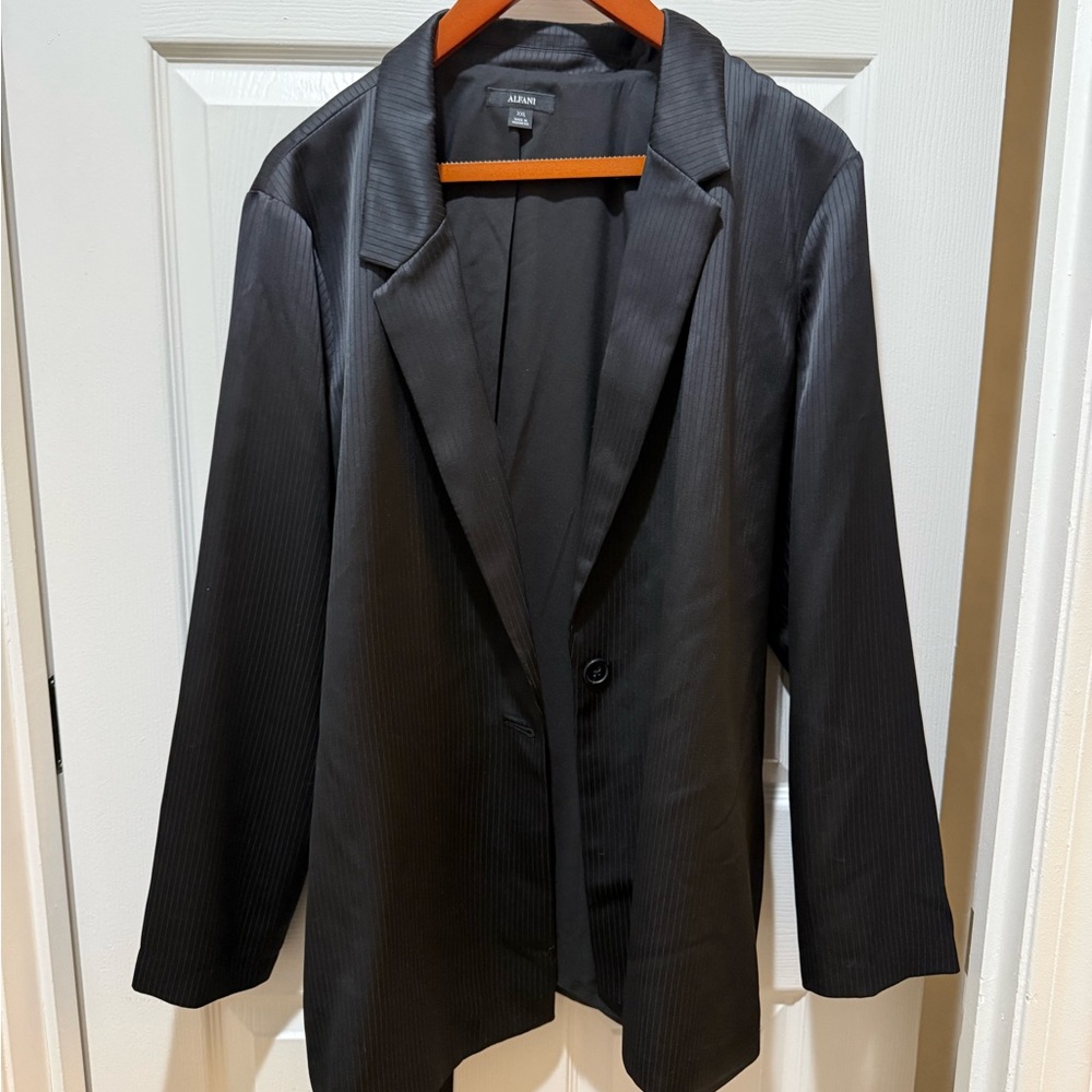 Black Pinstripe silky Women's Blazer